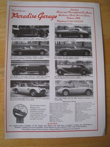Paradise garage car stock list - garage,