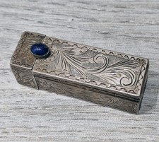 PORTA ROSSETTO con SPECCHIETTO TRUCCO ARGENTO 800 VINTAGE ANNI 50/60