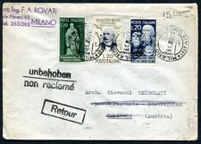 G035-19 ITALIA REPUBBLICA 1950 TRIPLI VALORI GEMELLI Lettera affrancata con Guid