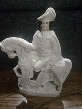 Grande antica statuina inglese Staffordshire di cavallo a cavallo Cromwell - 1860
