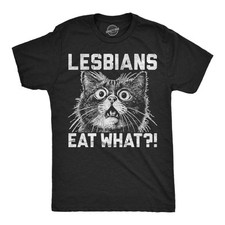 T-shirt uomo divertenti lesbiche mangiano cosa gatto sarcastico grafica novità maglietta uomo