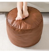 Round Pouf Ottoman, Pu Leather
