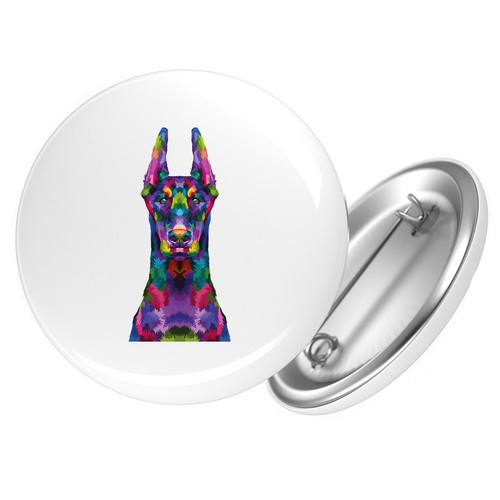 Button doberman colorful idea - doberman,