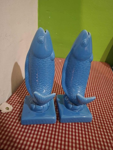 Coppia pesci ceramica smaltata - coppia,