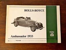 POCHER ORIGINAL ROLLS ROYCE AMBASSADOR 1933  ASSEMBLY MANUAL 1/8 Scale