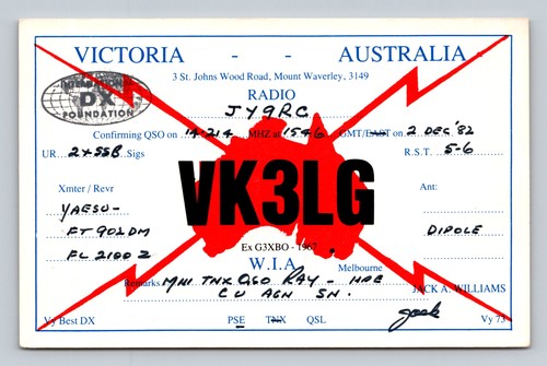Radioamatore qsl vk3lg - qsl,