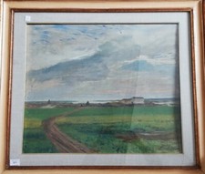 SILVIO POLLONI (1888-1972) PAESAGGIO SICILIANO  olio su compensato cm 36 x 26 