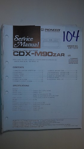Pioneer cdx m90zar manuale - pioneer, di