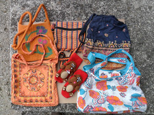 LOTTO DI 5 BORSE BORSETTE POCHETTE IN TESSUTO DA DONNA + 1 PAIO CALZINI- VINTAGE