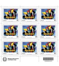 ITALIA 2025 50° ANNIVERSARIO DI GOLDRAKE UFO ROBOT FOGLIETTO DI 9 ESEMPLARI