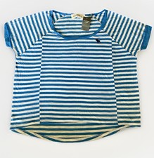 T-shirt donna XS Abercrombie & Fitch pannello a righe blu e bianca nuova con etichette