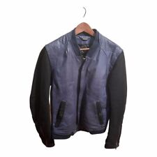 JUST CAVALLI GIUBBOTTO IN PELLE E LANA UOMO TAGLIA 48 BLU