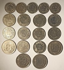 Lotto Di N°19 Monete Svizzere 1/2/5 Franchi Conservazione Fra BB/SPL