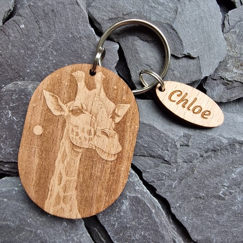 Engraved wooden giraffe - wooden,