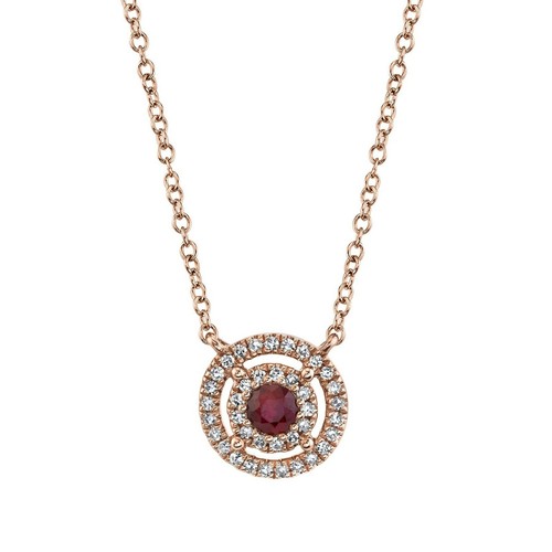 14k oro rosa rubino collana - 14k,