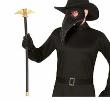 CARNEVALE HALLOWEEN BASTONE MEDICO DELLA PESTE RIFINITURE DORATE 90 CM 16808