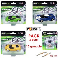 Pack 3 auto per pista Polistil scala 1:43 + confezione 10 spazzole di ricambio