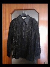 Camicia nera in pizzo con