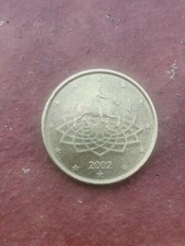 Moneta 50 Centesimi euro Italia 2002  Errore Conio - Fondo Scuro Zigrinato RARA