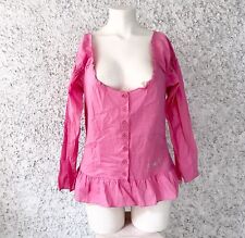 GAUDI' JEANS BLUSA CAMICETTA MAGLIA 3/4 ROSA FUCSIA RUCHES SQUADRATO