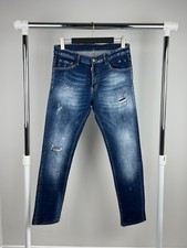 Dsquared2 Jeans Uomo Jeans Slim Blu Invecchiato Made in Italy Taglia 48