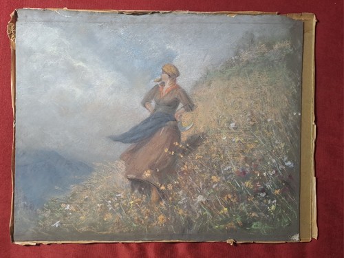 Quadro antico pastello - quadro,