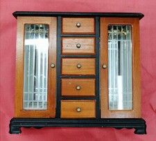 COFANETTO ARMADIETTO PORTA GIOIE GIOIELLI  BIGIOTTERIA BIJOU LEGNO CARILLON