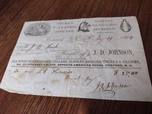 1864 ricevuta johnson - 1864,