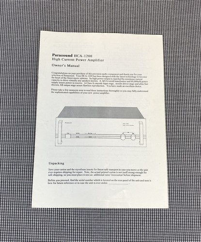 Parasound hca 1200 - parasound, hca-1200