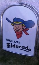 TABELLA INSEGNA PUBBLICITARIA GELATI ELDORADO CON STRUTTURA IN FERRO E VETRO