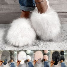 Pelliccia invernale soffice cursore donna slip on ciabatte muli piatti scarpe