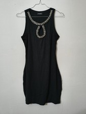 Mini abito nero con perline e