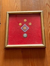 RARO LOTTO VINTAGE MONETA oro massiccio 8K: cornice legno miniatura N. 4 IN TOTALE!!!