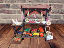 presepe pastore 20 cm banco mercato carne pane formaggio verdura terracotta