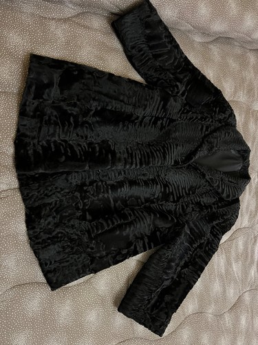 Pelliccia giacca astrakan nero - giacca,