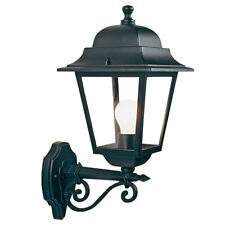 Lanterna Applique Retrò in Alto Lampada da Parete Vintage Grande E27 Nera 100W