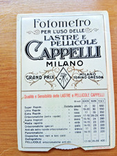 esposimetro fotometro per uso delle lastre CAPPELLI