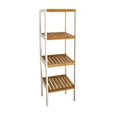 SCAFFALE IN LEGNO BICOLORE CON 3 RIPIANI 34 X 33 X H110CM BIANCO MARRONE CHIARO