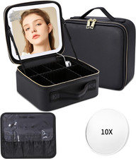 Cosmetic bag with LED mirror