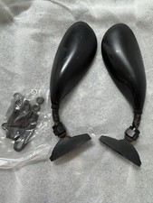 COPPIA SPECCHIETTI SPECCHI UNIVERSALI NERO A GOCCIA 6MM GAMBO CORTO MOTO SCOOTE