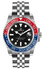 Orologio Uomo LORENZ 26122EE Bracciale Acciaio Nero Blu Rosso Sub 100mt FIV