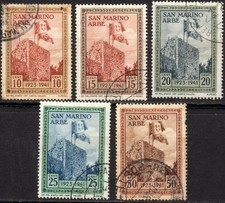 SAN MARINO 1942 -215»219- Lotto usato Riconsegna bandiera ad Arbe #SMY