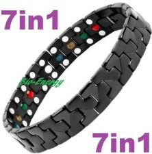TITANIO Bracciale Energia Magnetica Bracciale Potere Salute Bio 7in1 Bio Nero 25557