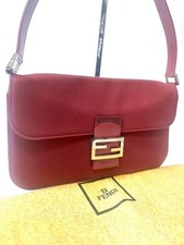 Borsa a tracolla FENDI Mamma Baguette bordeaux jersey cotone usata Giappone...