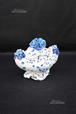 Oggetto Ceramica Bassano Bianco Blu Con Coperchio