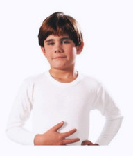 3 maglia manica lunga caldo cotone giro  LEABLE da bimbo bimba bianco 209 237