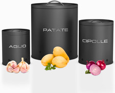 Porta Patate Porta Aglio E Cipolla - Set 3 Contenitore Patate Cipolle Aglio - Ba