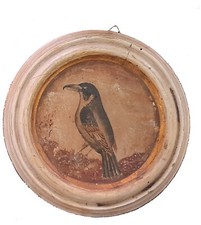 Piatto vintage in legno dipinto a mano intagliato a mano da appendere decorativo