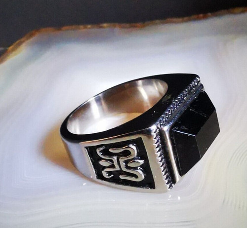 Anello acciaio inox - , pietra
