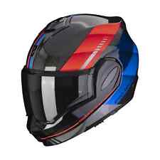 CASCO SCORPION EXO-TECH EVO CARBON GENUS BLACK BLUE RED MOD. 180°LUCIDO VIS.TRAS